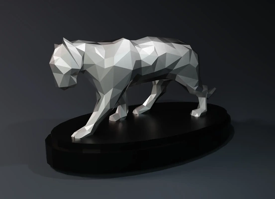 poly panther statue 3d modelle download realität wolke 3d print model - Mito3D