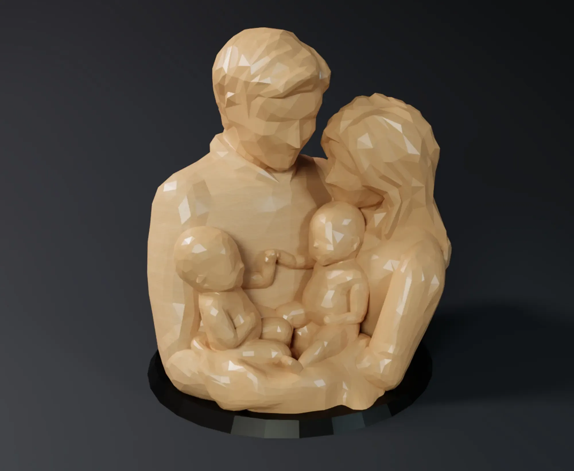 poly statue gesegnet familie zwillinge 3d modelle download realität wolke 3D print model - Mito3D