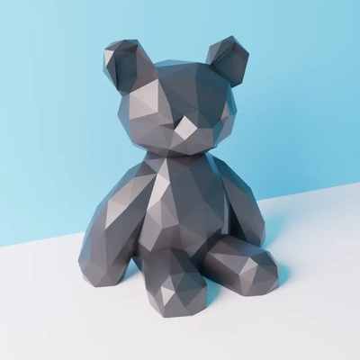 poly teddy bear 3d models download creality cloud 3d print model - Mito3D