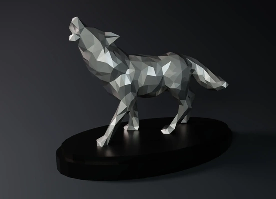 poly wolf statue 3d modelle download realität wolke 3d print model - Mito3D