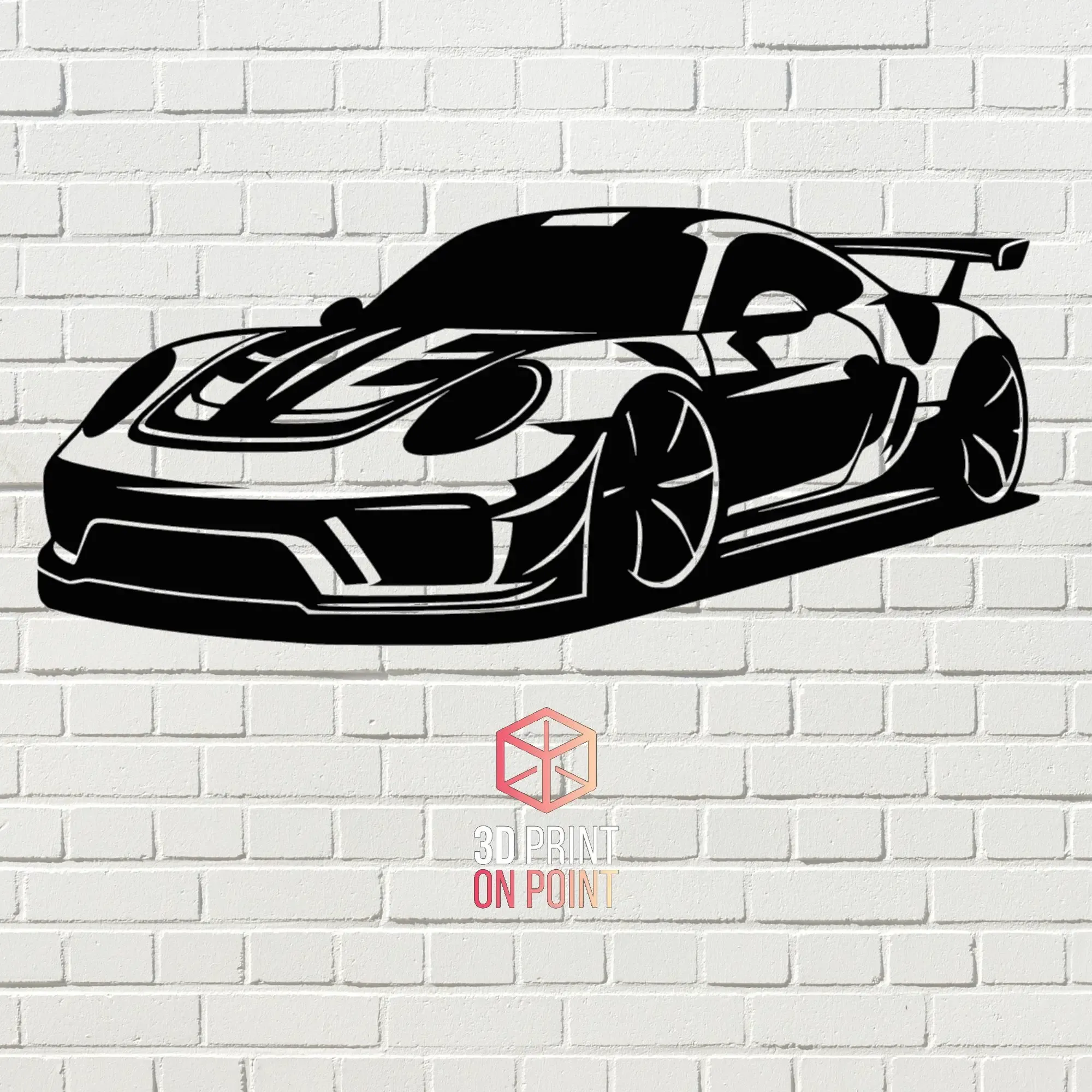 porsche gt 2d pared arte 4 3d modelos descargar crealidad nube 3D print model - Mito3D