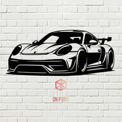 porsche gt pared arte 3d modelos descargar crealidad nube 3d print model - Mito3D