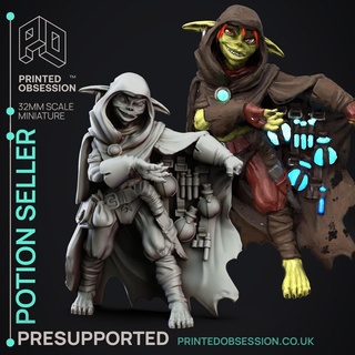 potion seller - goblin brewer presupported Characters 3d print model - Mito3D