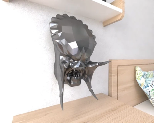 predator head lowpoly poly 3d models download creality cloud monsters 3d print model - Mito3D