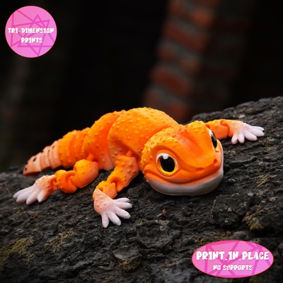 print in place cute flexi leopard gecko 3d models download creality cloud reptilian 3d print model - Mito3D