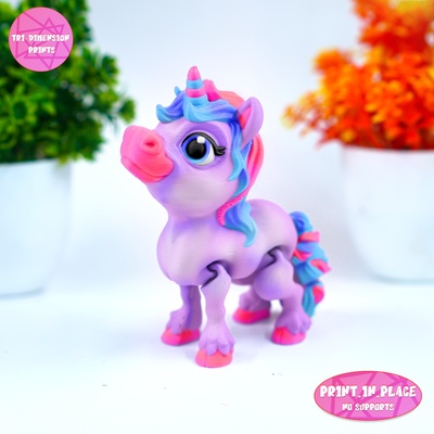 print in place cute flexi pony unicorn 3d models download creality cloud myths 3d print model - Mito3D