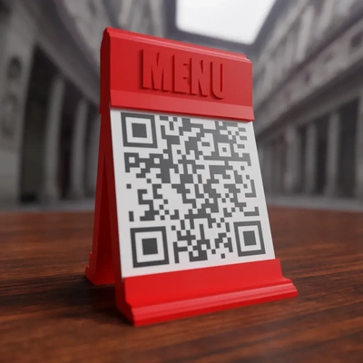 qr code stand speisekarte 3d modelle download realität wolke 3d print model - Mito3D