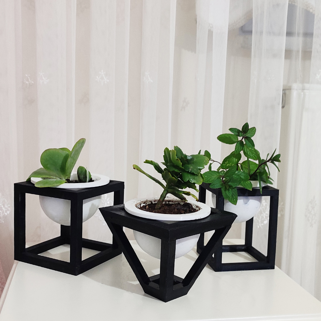 rechteckig Dreieck Quadrat dekorativ Blume Topf Blumen 3D print model - Mito3D