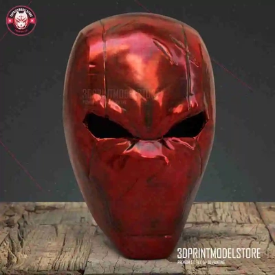 red hood helmet- halloween costume cosplay mask 3d models download creality cloud masks & helmets 3d print model - Mito3D