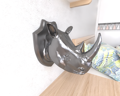 rinoceronte cabeza lowpoly escuela politécnica mamífero 3d print model - Mito3D