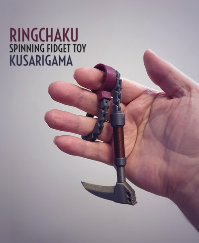 ringchaku spinning fidget toy - kusarigama edition 3d models download creality cloud 3d print model - Mito3D