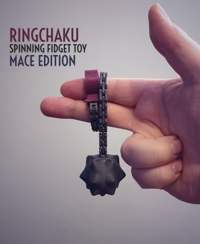 ringchaku spinning fidget toy - mace edition 3d models download creality cloud 3d print model - Mito3D