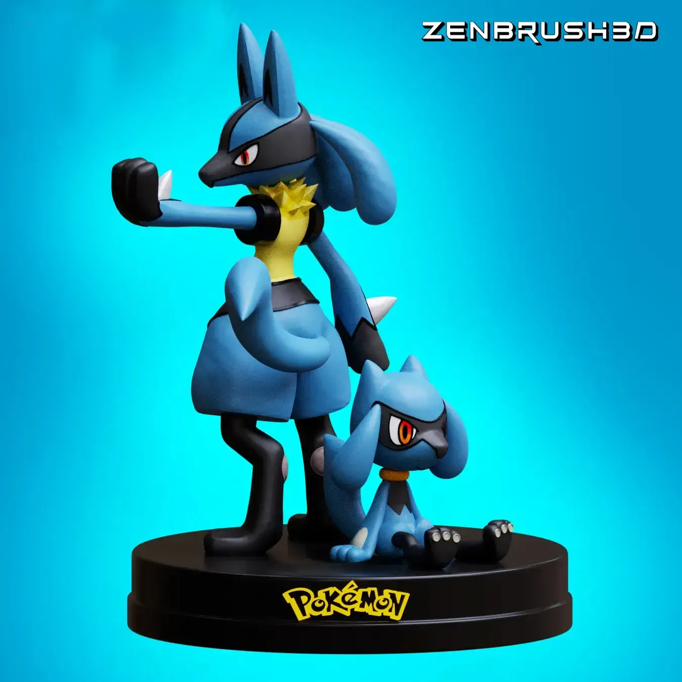 riolu lucario pokémon evolution 3d modelle download realität wolke 3D print model - Mito3D