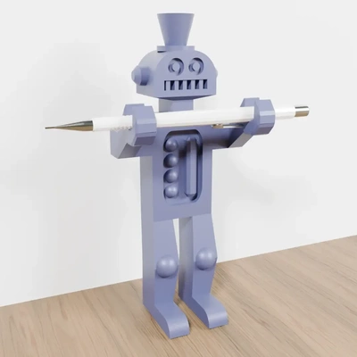 robot pencil holder 3d models download creality cloud 3d print model - Mito3D