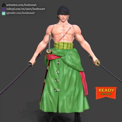 roronoa zoro - one piece 3d models download creality cloud characters 3d print model - Mito3D