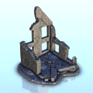 ruin house - terrain ww2 scenery historical miniatures Architectural Models 3d print model - Mito3D