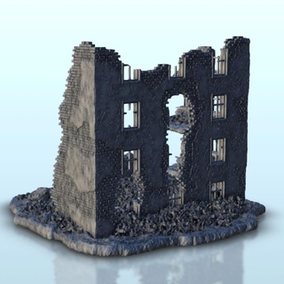 ruined building 3 - ww2 terrain scenery diaroma Historical Buildings 3d print model - Mito3D