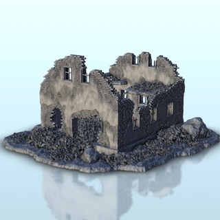 ruined building 8 - ww2 terrain scenery diaroma Historical Buildings 3d print model - Mito3D