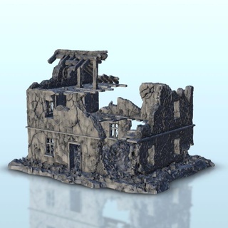 ruined floored building 14 - ww2 terrain scenery diaroma Historical Buildings 3d print model - Mito3D