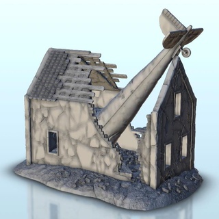 ruiniert Haus Flugzeug Karkasse 17 ww2 Terrain Landschaft historisch Gebäude 3d print model - Mito3D