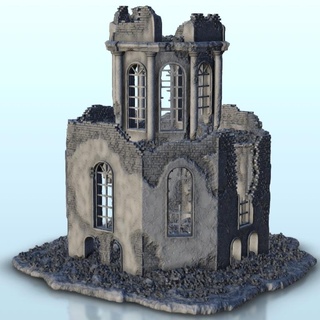 arruinado mausoleo 7 ww2 terreno paisaje diorama histórico edificios 3d print model - Mito3D