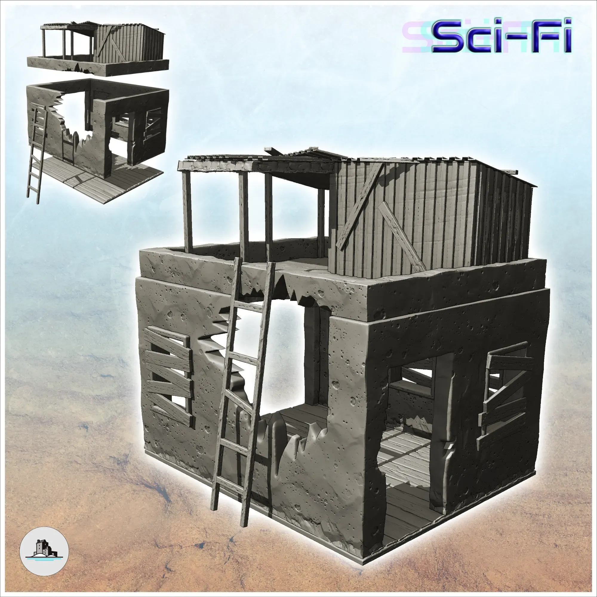 harap post apocalyptic ev çatı teras giriş l 3d modeller indir creality bulut 3D print model - Mito3D