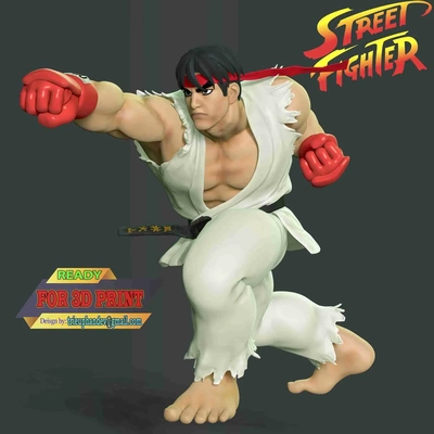 ryu calle combatiente 3d modelos descargar crealidad nube 3d print model - Mito3D