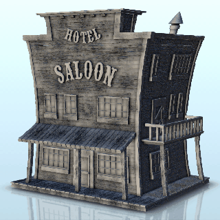 saloon balcony chimney 5 - miniatures figure scen 3d models download creality cloud Commercial Offices 3d print model - Mito3D