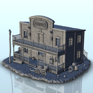 Saloon Böden doppelt Terrassen Terrain Landschaft historisch Gebäude 3d print model - Mito3D