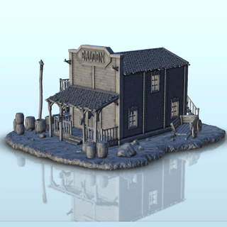 Saloon Treppe Terrain Landschaft Westen historisch Gebäude 3d print model - Mito3D