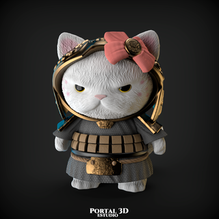 samurai warrior kitten Others 3d print model - Mito3D