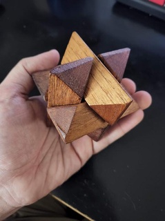 escaneado geométrico madera rompecabezas bloquear Brain teasers 3d print model - Mito3D