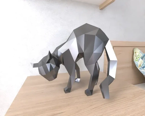 asustado gato lowpoly escuela politécnica 3d modelos descargar crealidad nube 3d print model - Mito3D