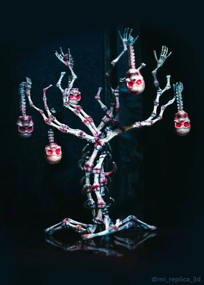 effrayant os arbre sculpture halloween 3d modèles télécharger créalité nuage 3d print model - Mito3D