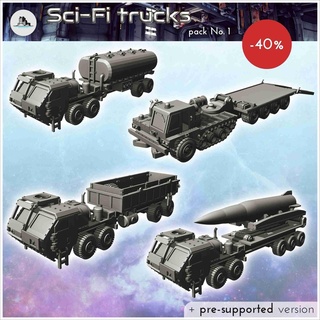 sci-fi trucks pack no 1 - miniatures warhammer 40k 40000 te 3d models download creality cloud Armored Cars & Tanks 3d print model - Mito3D