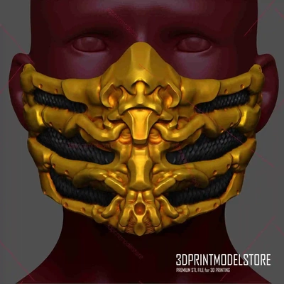 scorpion masque mortel kombat cosplay halloween costume 3d modèles télécharger créalité nuage masques casques 3d print model - Mito3D