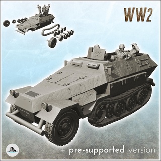 sdkfz 251 1 ausf ww2 fiamme guerra bullone azione blindato macchine carri armati 3d print model - Mito3D