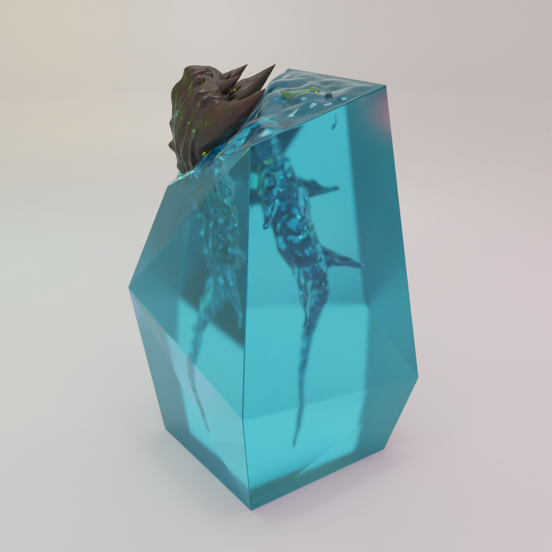 sea monster diorama clear resin 3d print Characters 3D print model - Mito3D