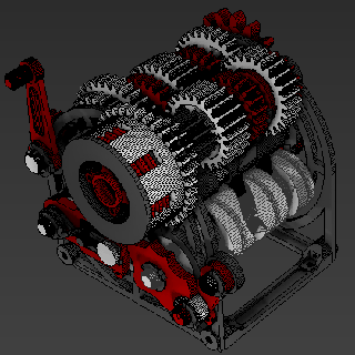 secuencial caja cambios 5 velocidad motocicleta transmisión motos 3d print model - Mito3D