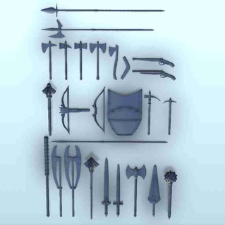 conjunto medieval armas 1 miniaturas paisaje juego figura 3d print model - Mito3D