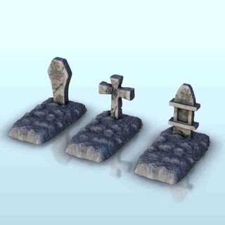 Ayarlamak toprak mezar taşları 1 minyatürler Warhammer incir diğerleri 3d print model - Mito3D