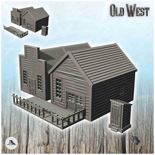 conjunto occidental casas baño cabañas 13 miniaturas 3d modelos descargar crealidad nube histórico edificios 3d print model - Mito3D