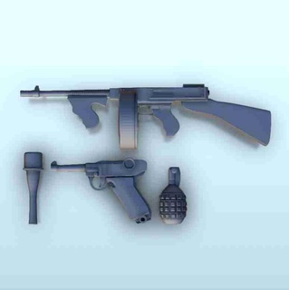 conjunto mundo guerra 2 armas 3 miniaturas paisaje juego higo 3d print model - Mito3D