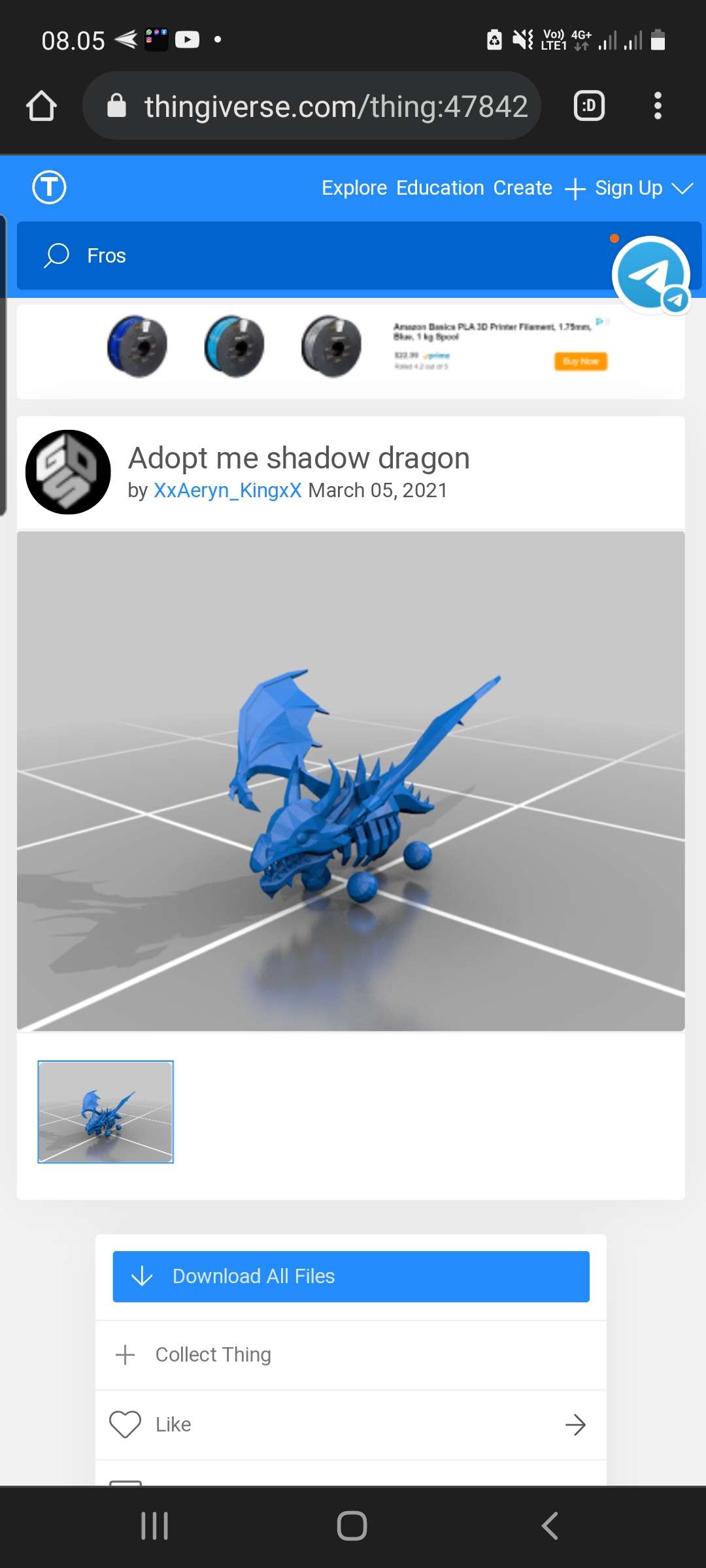 ombre dragon animaux 3D print model - Mito3D