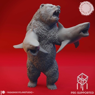 sharkenbear - tabletop miniature pre-supported 3d models download creality cloud characters 3d print model - Mito3D
