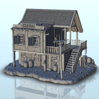 şerifin ofis Odun taş merdivenler arazi tarihi binalar 3d print model - Mito3D