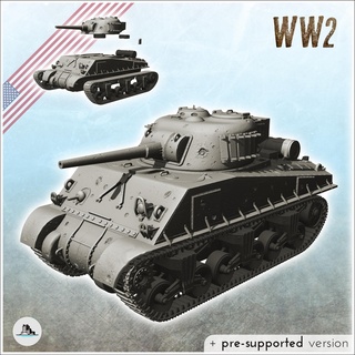 sherman m4 - tank ww2 usa us army terrain figure diaroma Armored Cars & Tanks 3d print model - Mito3D