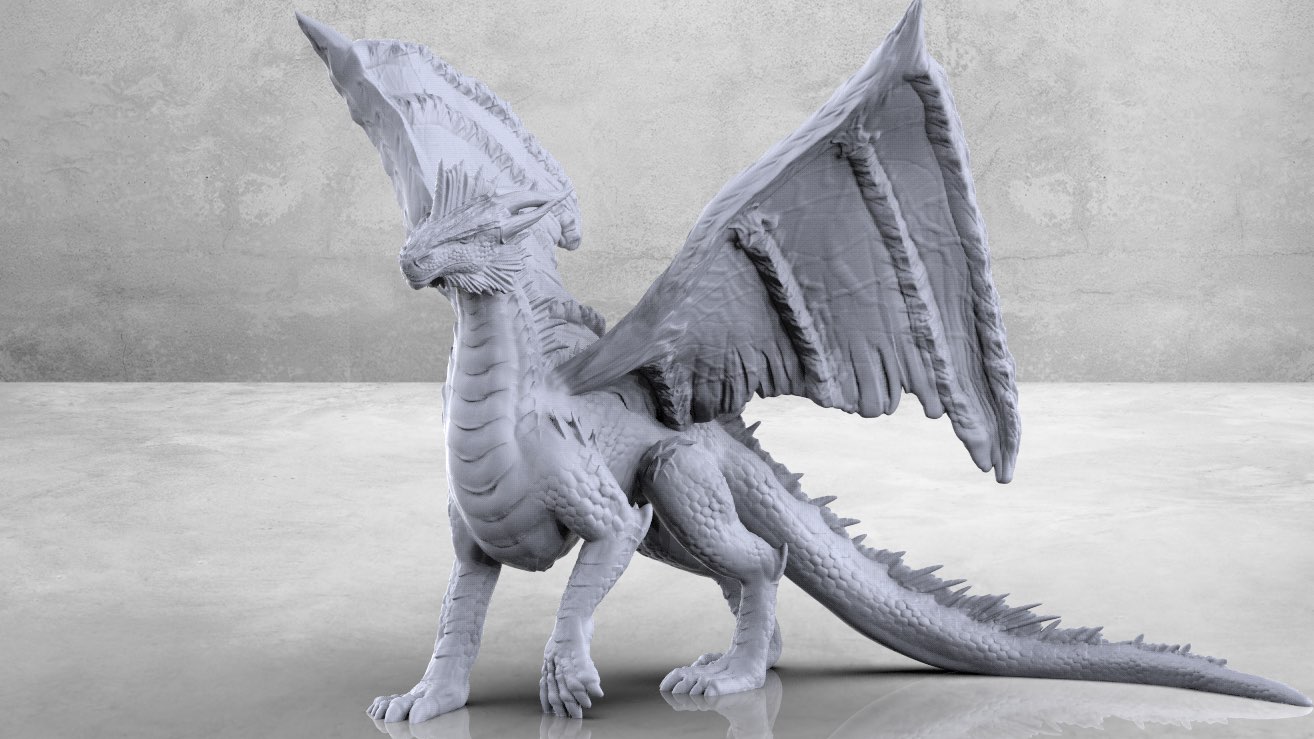 argento Drago tavolo miniatura animali 3D print model - Mito3D