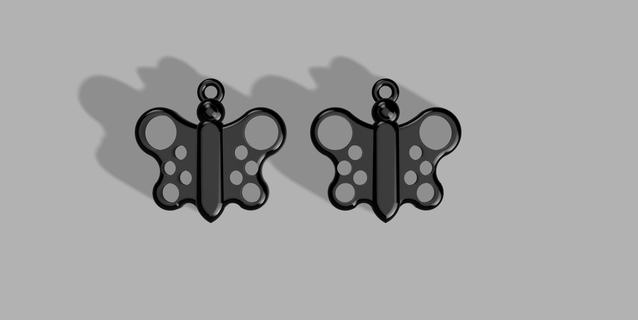 einfach Schmetterling Ohrringe v2 Mode 3d print model - Mito3D