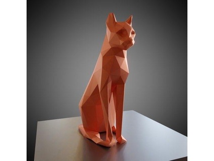 sitting cat low poly 3d models download creality cloud Sculptures & Cultural Relics 3d print model - Mito3D